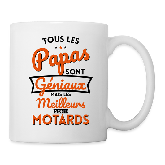 Mug blanc - Papas géniaux - Les meilleurs sont motards - blanc