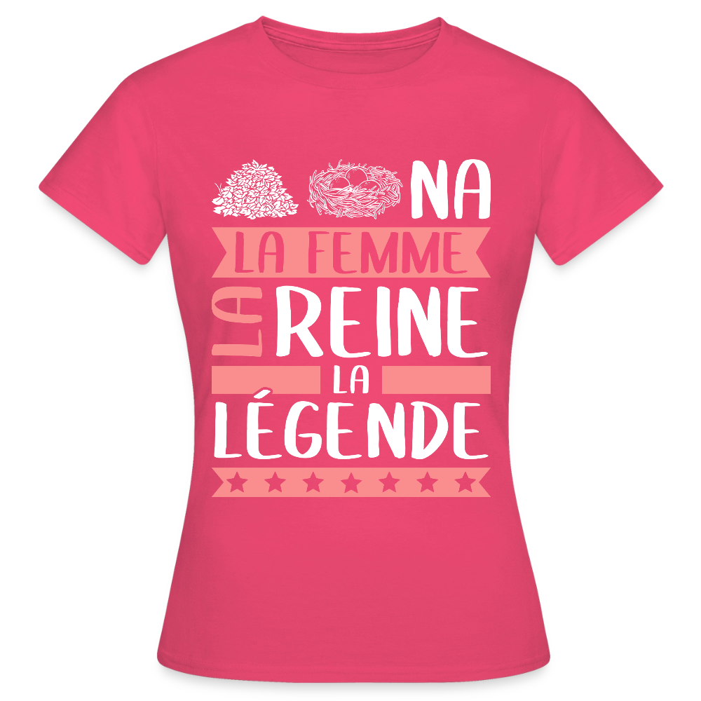 T-shirt femme Tanina rébus – La femme, la reine, la légende - rose azalée