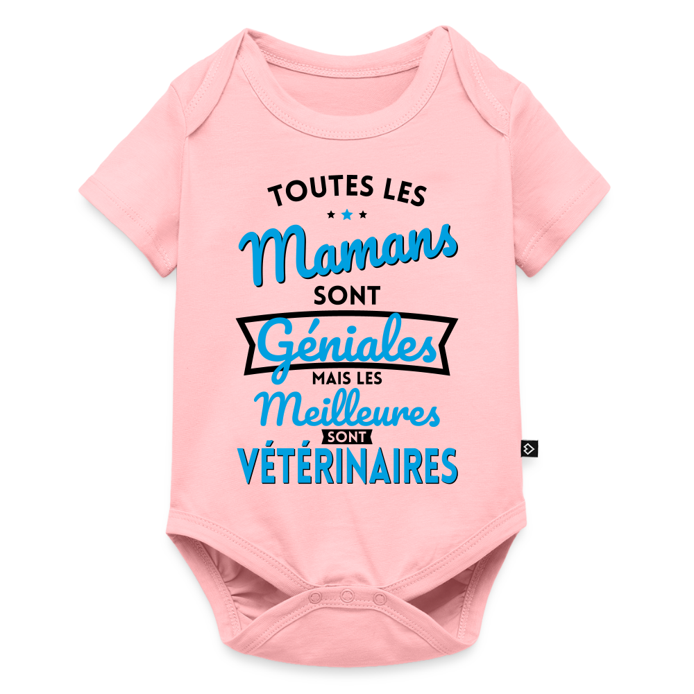 Body Bébé bio manches courtes - Mamans géniales - Les meilleures sont vétérinaires - rose