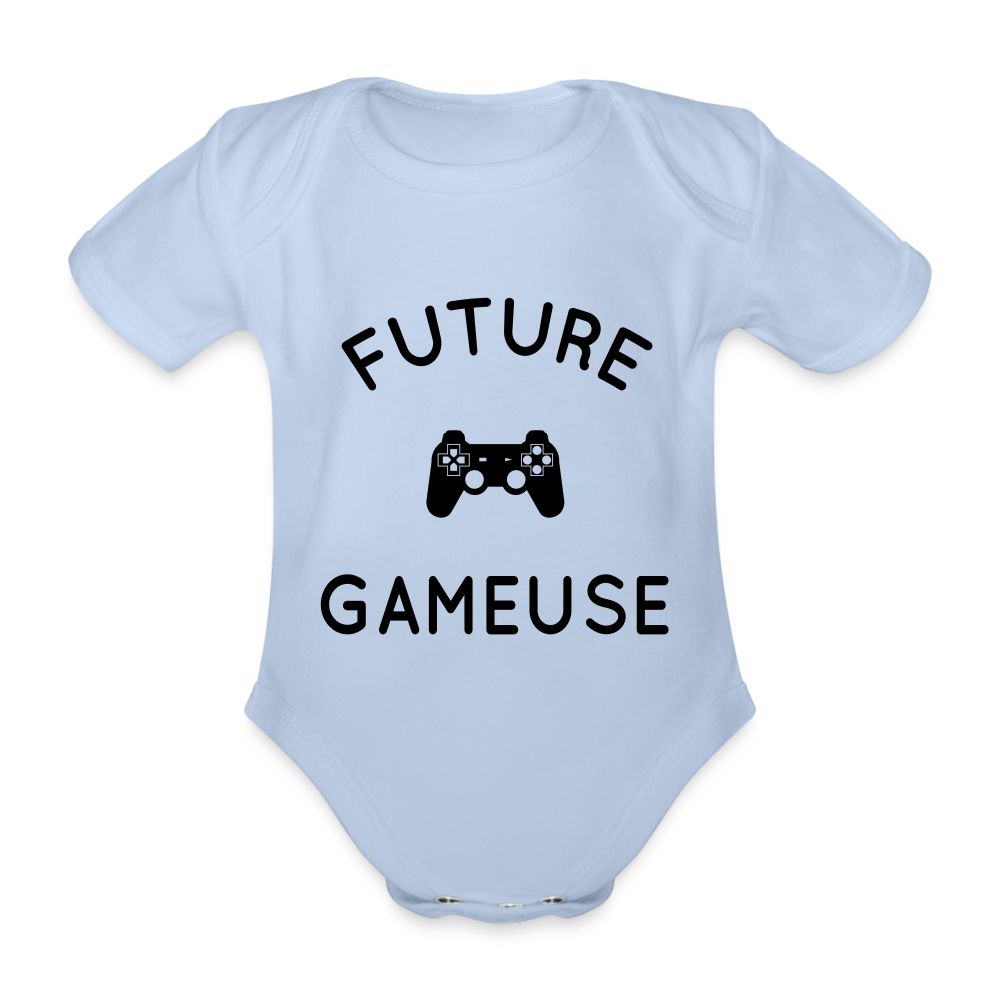Body Bébé bio manches courtes - Future gameuse - ciel