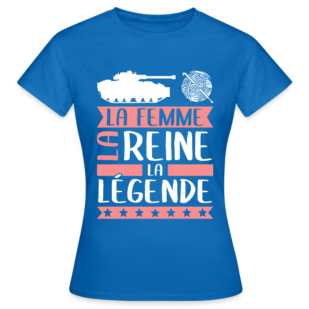 T-shirt femme Charlène rébus – La femme, la reine, la légende - bleu royal