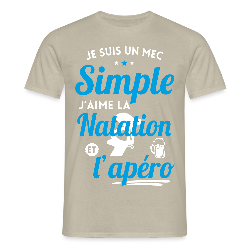 T-shirt Homme - J'aime la natation et l'apéro - beige sable