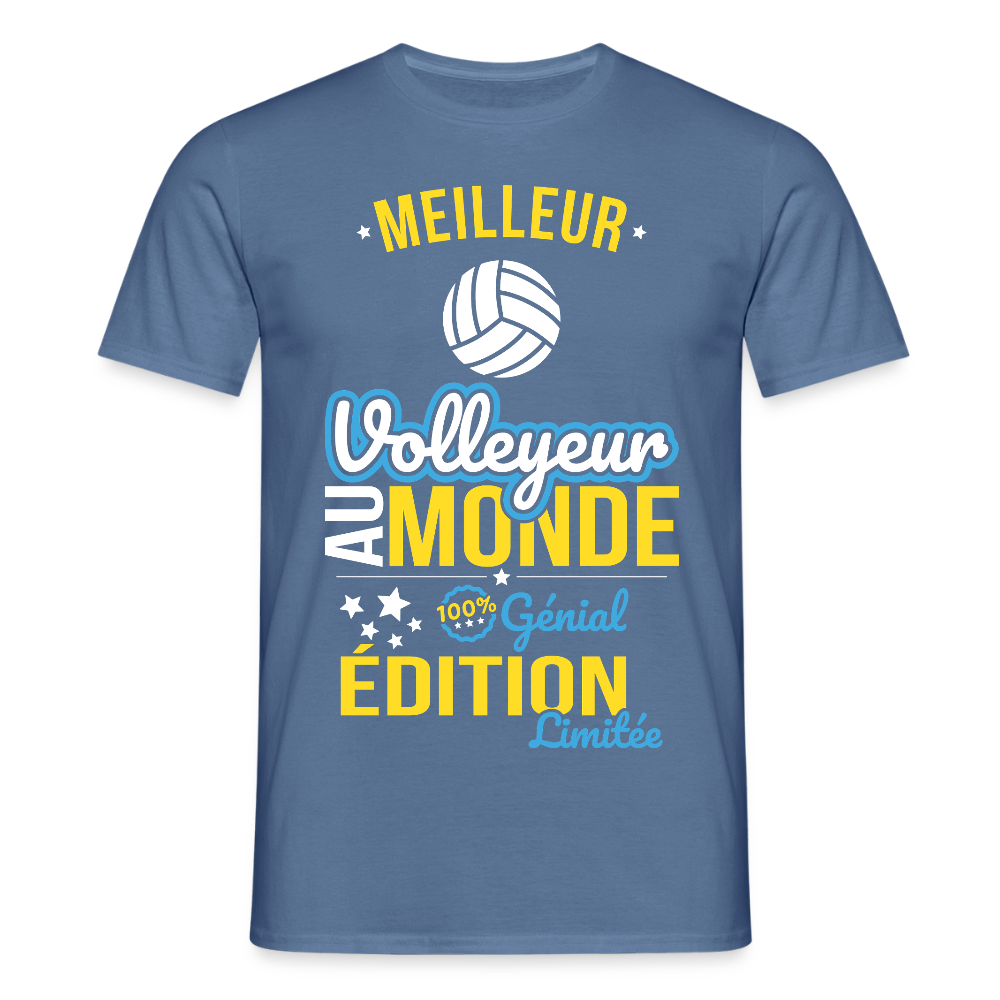 T-shirt Homme - Meilleur Volleyeur au monde - 100% génial - bleu pigeon 