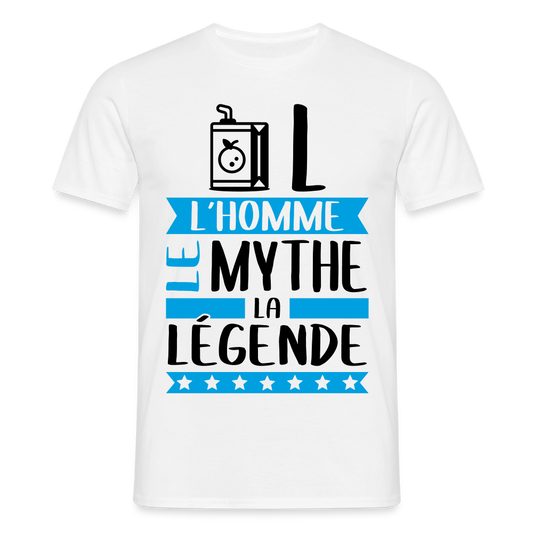 T-shirt homme coloris clair Jules en rébus – L’homme, le mythe, la légende - blanc
