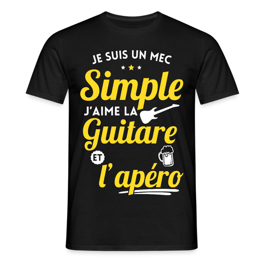 T-shirt Homme - J'aime la guitare et l'apéro - noir