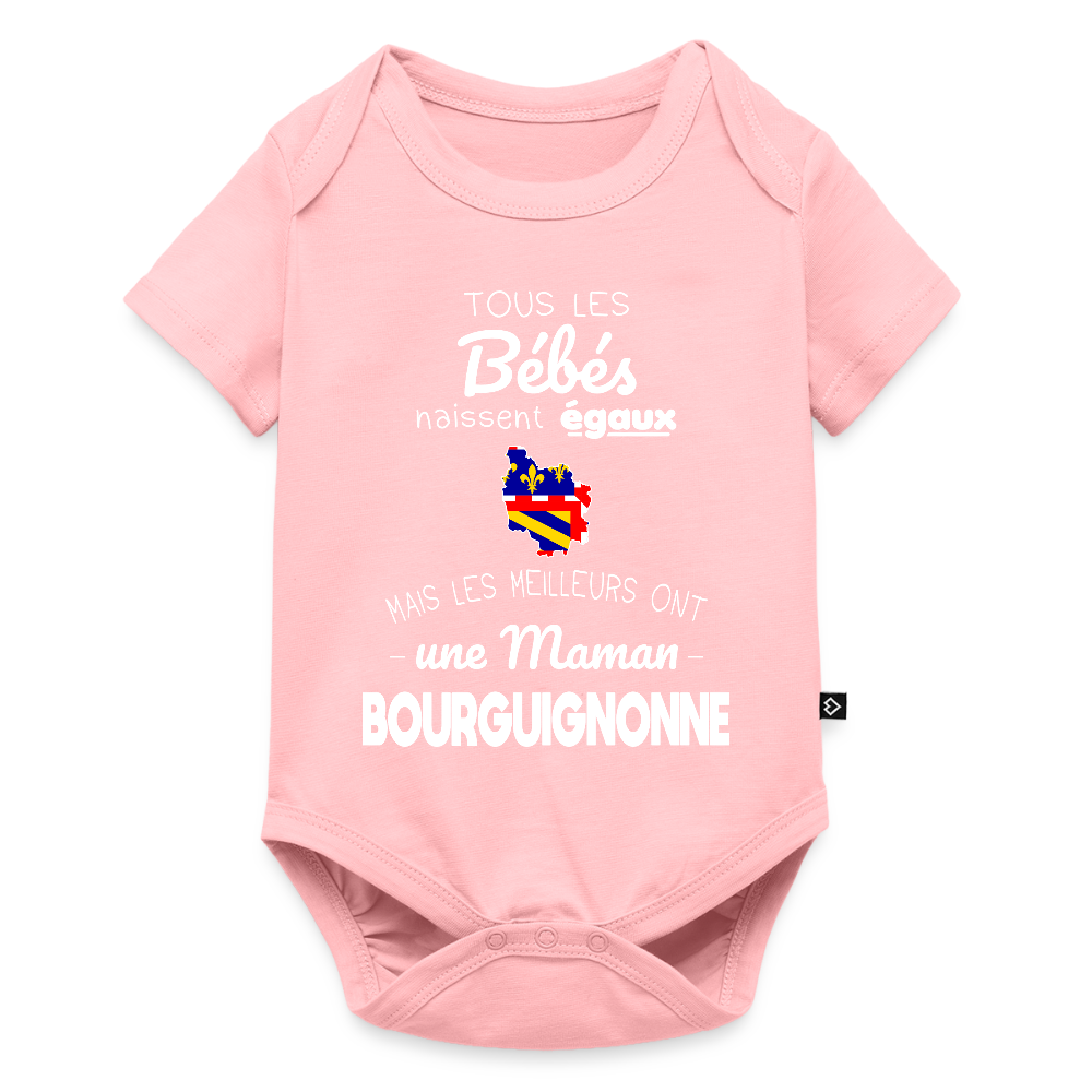 Body Bébé bio manches courtes - Les Meilleurs Ont Une Maman Bourguignonne - rose