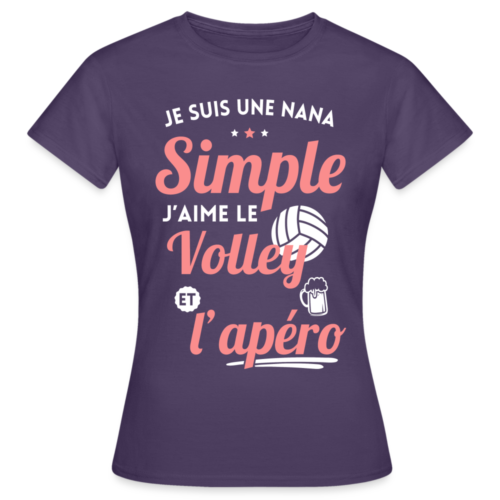T-shirt Femme - J'aime le volley et l'apéro - violet foncé