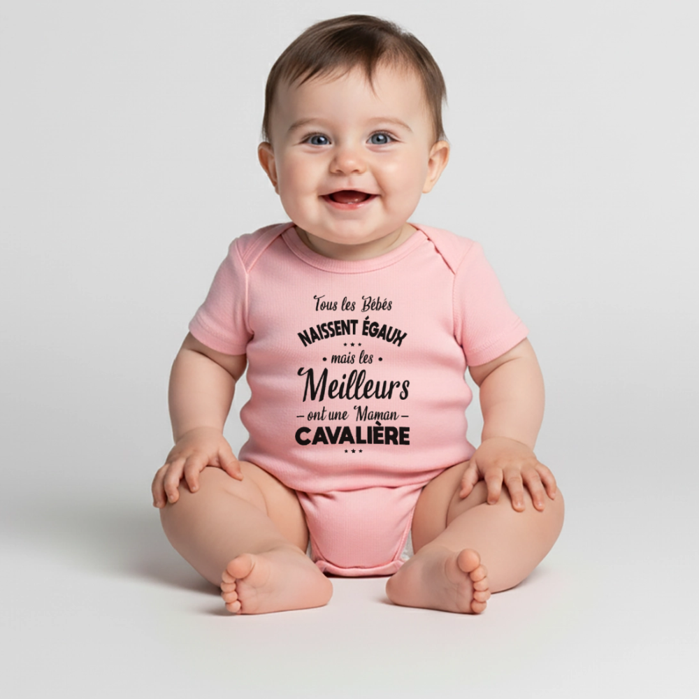 Body Bébé Humour Maman Cavalière – Idée Cadeau Équitation - rose