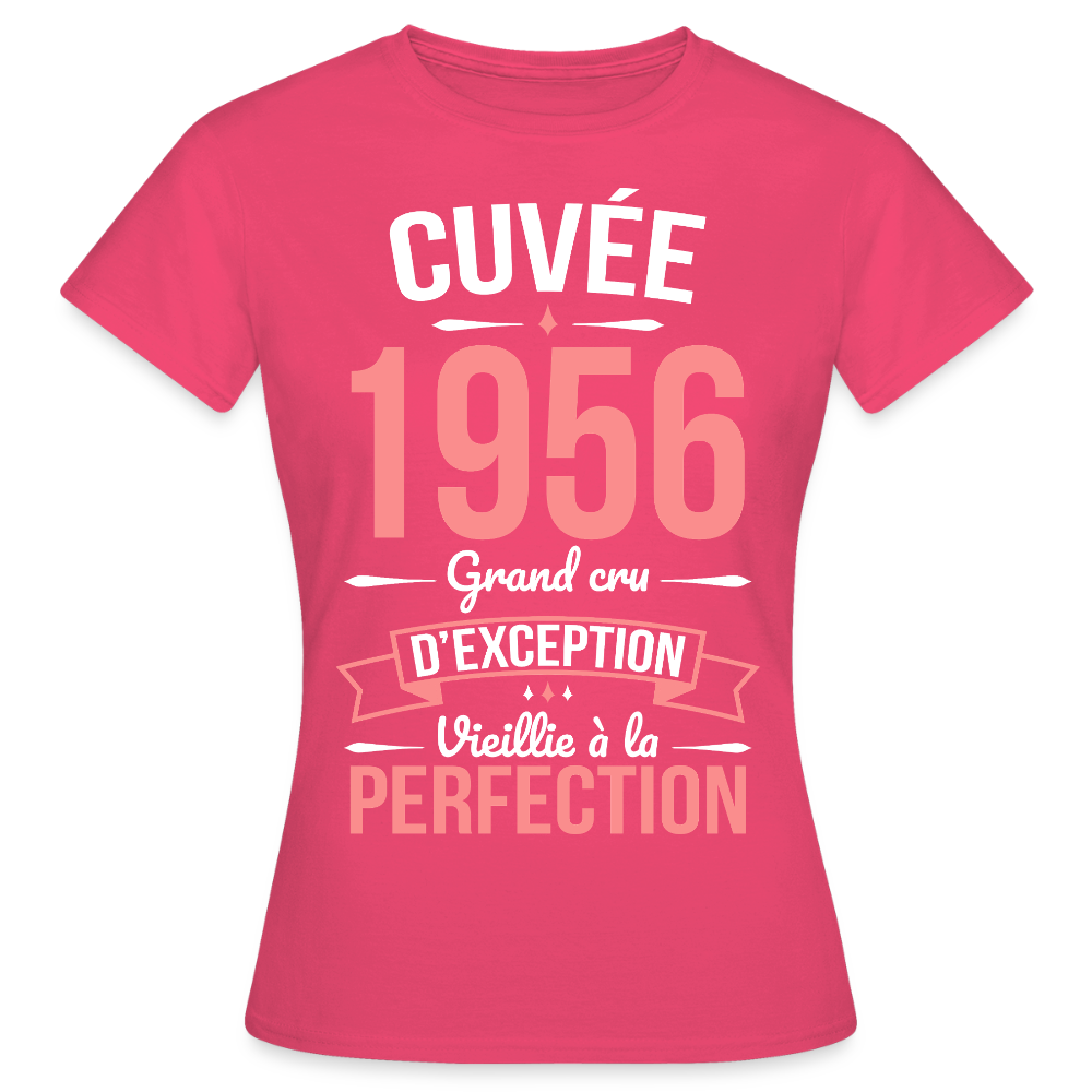 T-shirt anniversaire femme 70 ans – Cuvée 1956, Grand cru d’exception - rose azalée