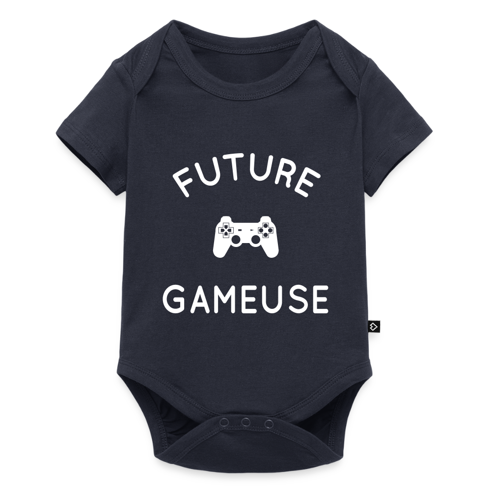 Body Bébé bio manches courtes - Future gameuse - bleu marine