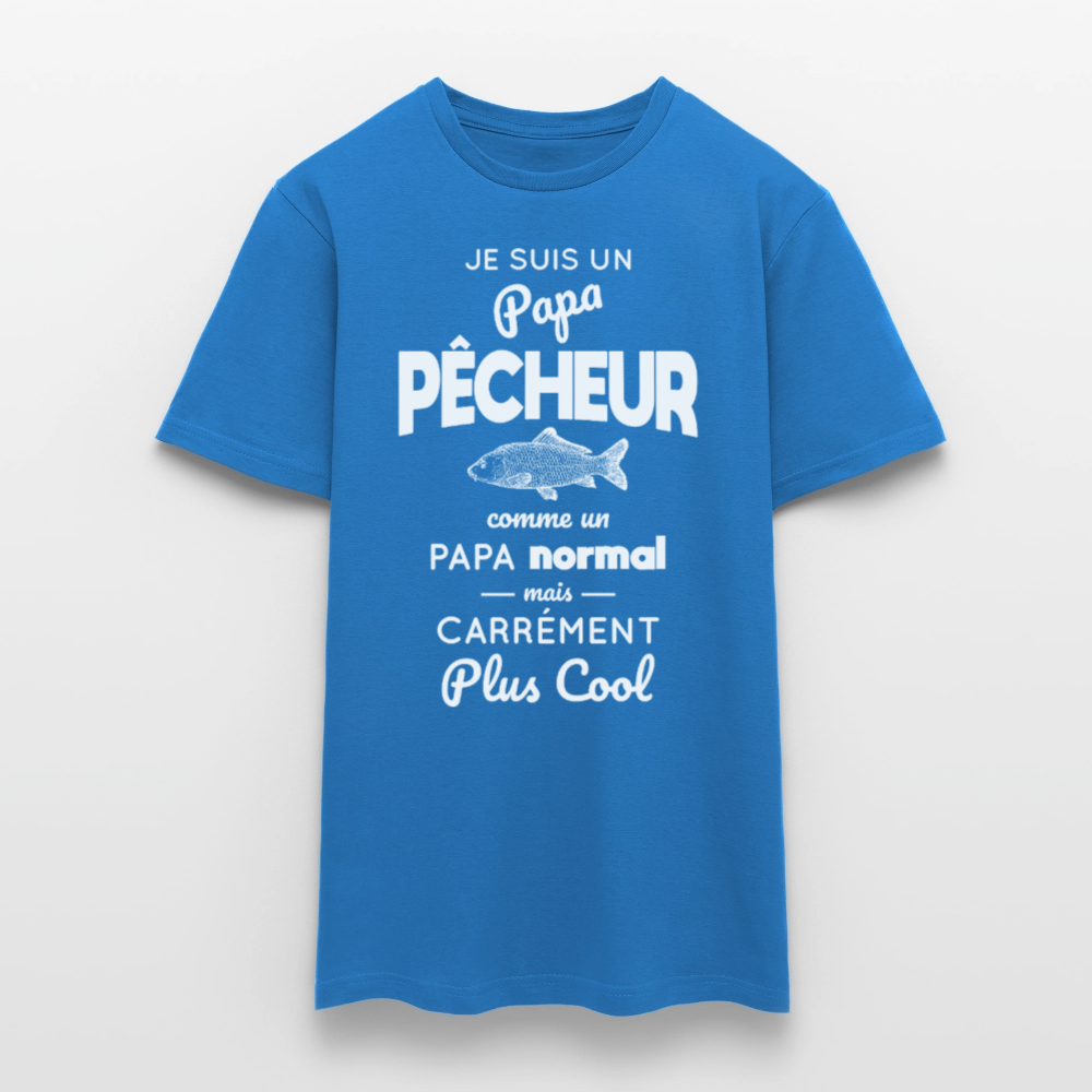 T-shirt Homme - Papa pêcheur plus cool - bleu royal