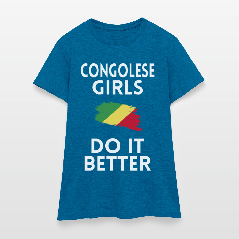 T-shirt femme - Congolese Girls Do It Better - bleu saphir antique chiné