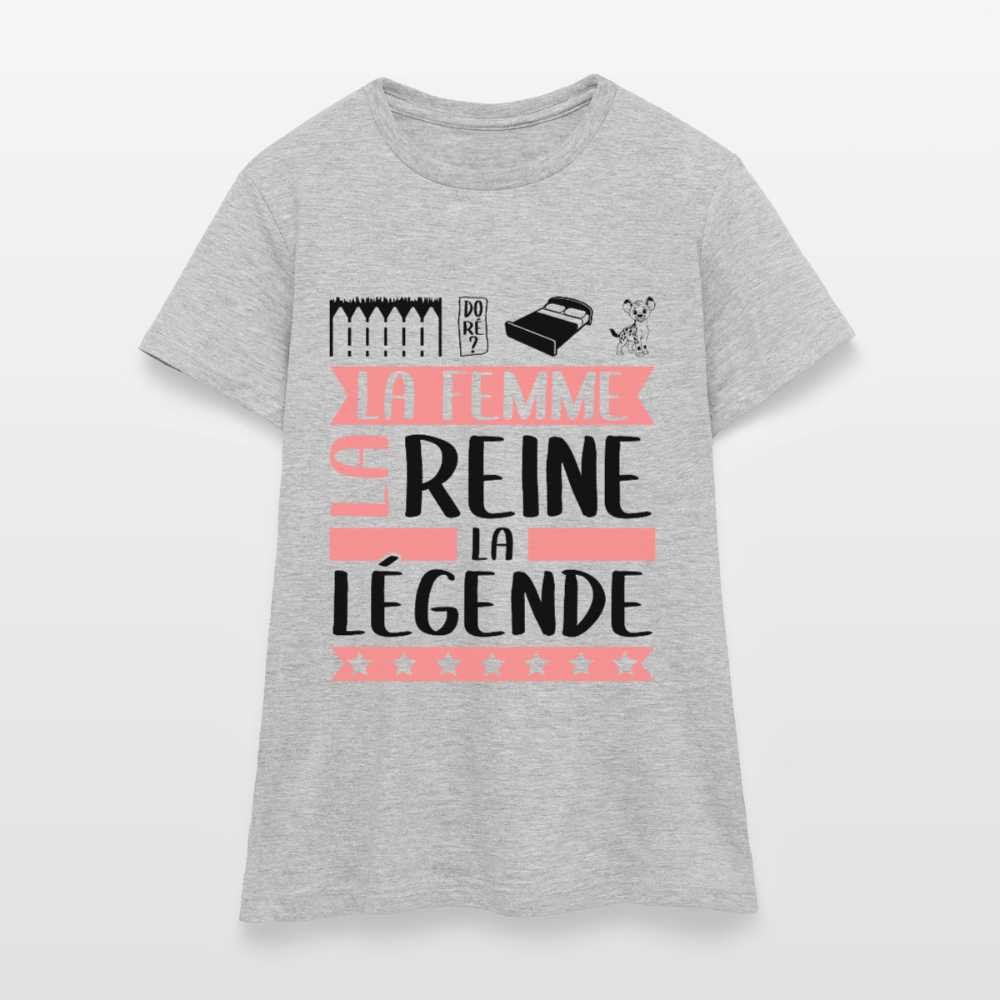 T-shirt femme coloris clair Emilienne rébus – La femme, la reine, la légende - gris chiné