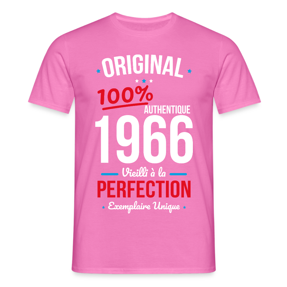 T-shirt anniversaire 60 ans Homme – Original 1966 Authentique - rose