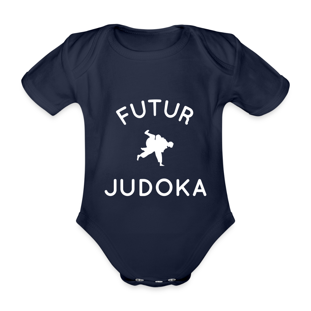 Body Bébé bio manches courtes - Futur judoka - marine foncé