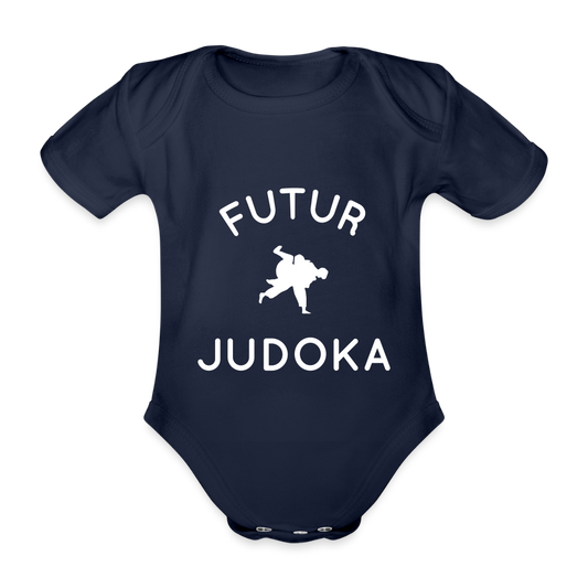Body Bébé bio manches courtes - Futur judoka - marine foncé