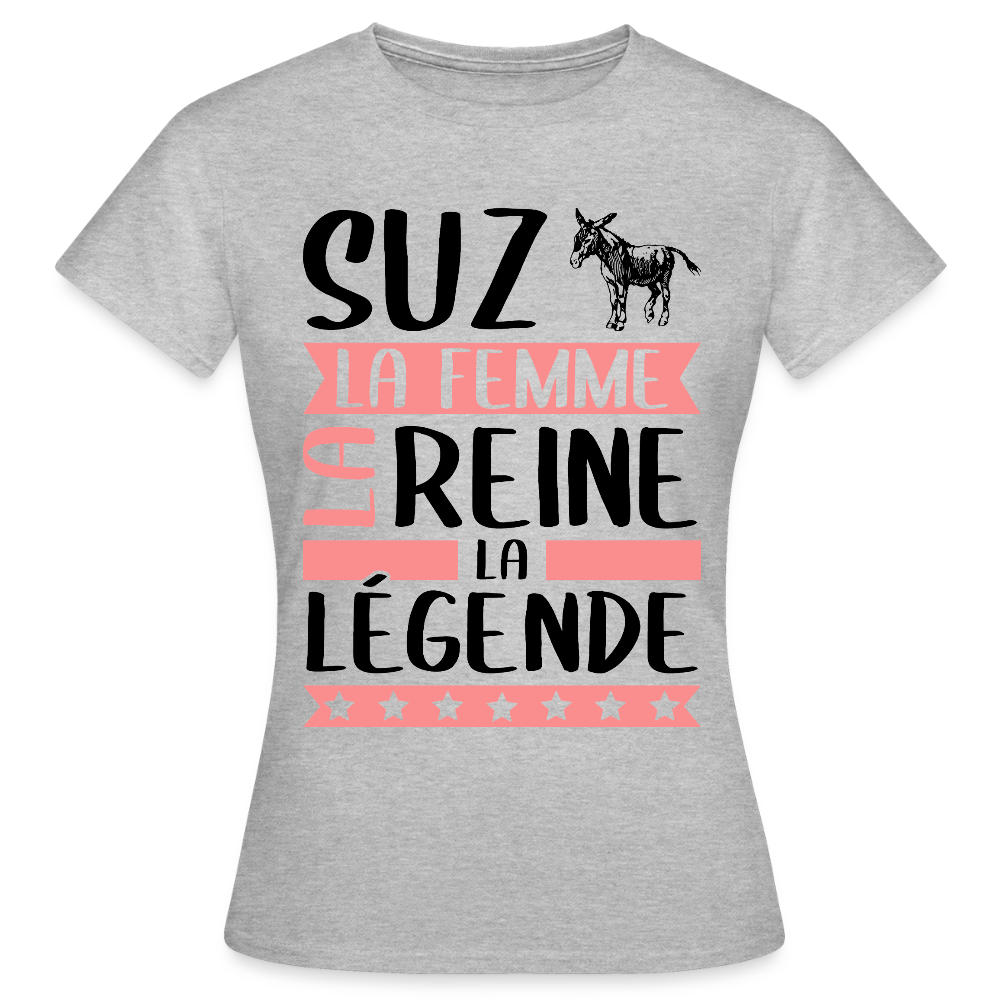 T-shirt femme coloris clair Suzanne en rébus – La femme, la reine, la légende - gris chiné