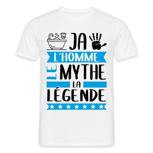 T-shirt homme coloris clair Benjamin rébus – L’homme, le mythe, la légende - blanc