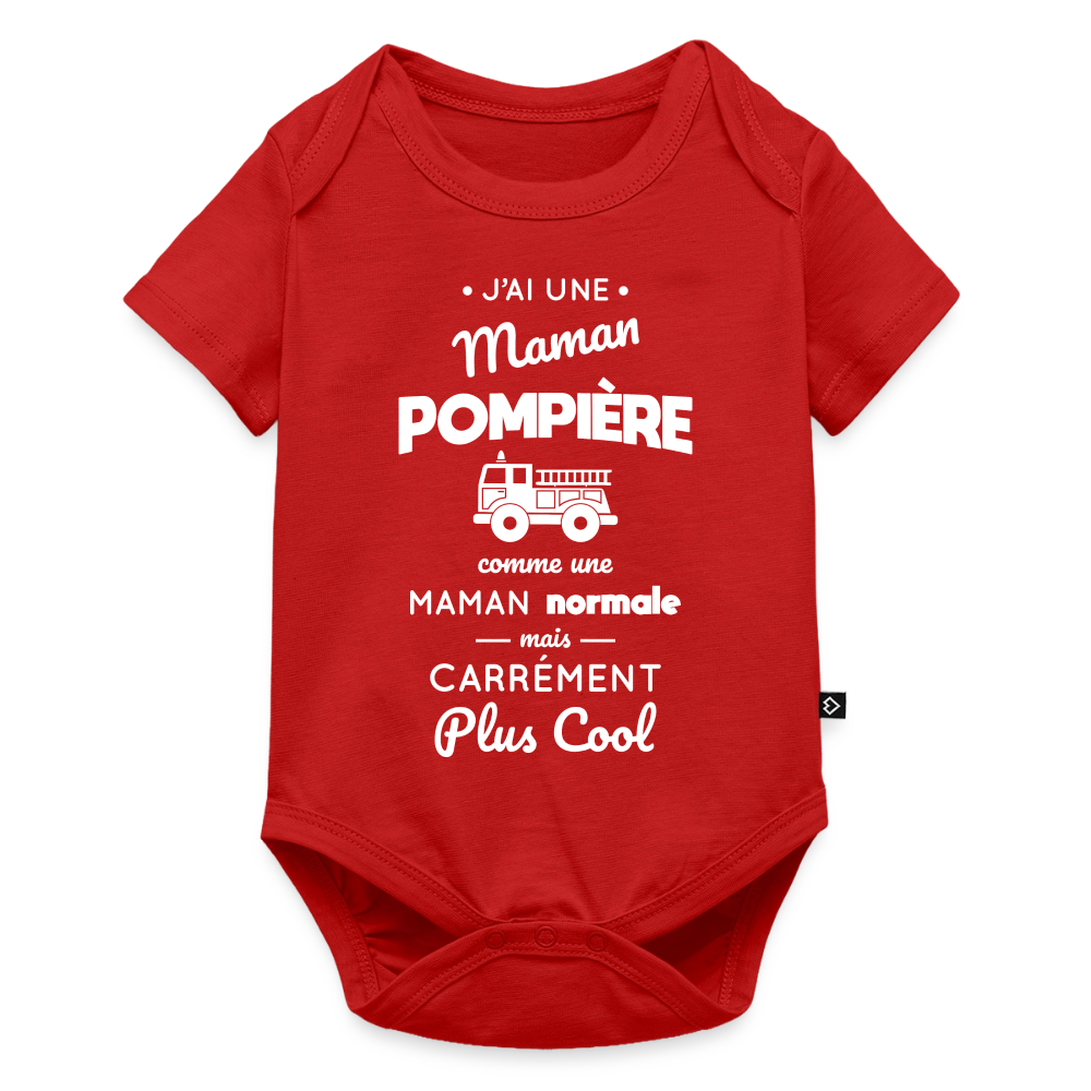Body Bébé bio manches courtes - J'ai une maman pompière - rouge