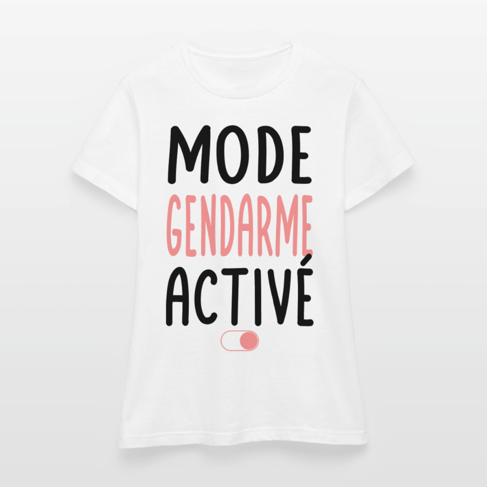 T-shirt Femme coloris clair - Mode gendarme activé - Cadeau gendarme - blanc