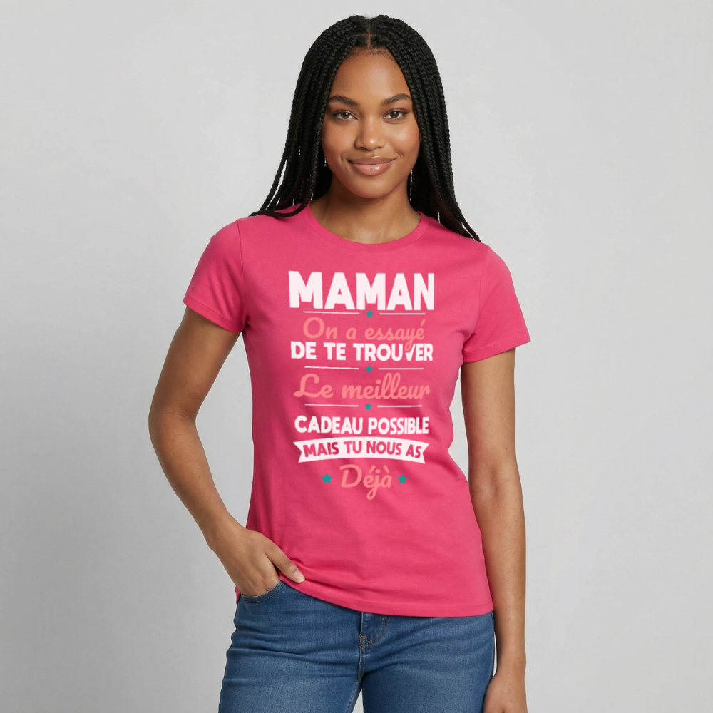 T-shirt femme maman humour - Cadeau original fête des mères - rose azalée