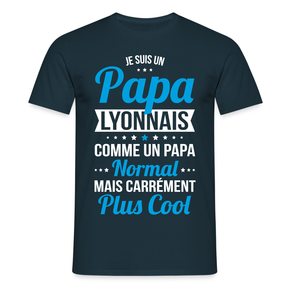 T-shirt Homme - Papa Lyonnais Plus Cool - marine