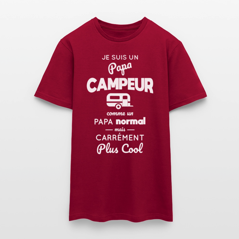 T-shirt Homme - Papa campeur plus cool - rouge brique