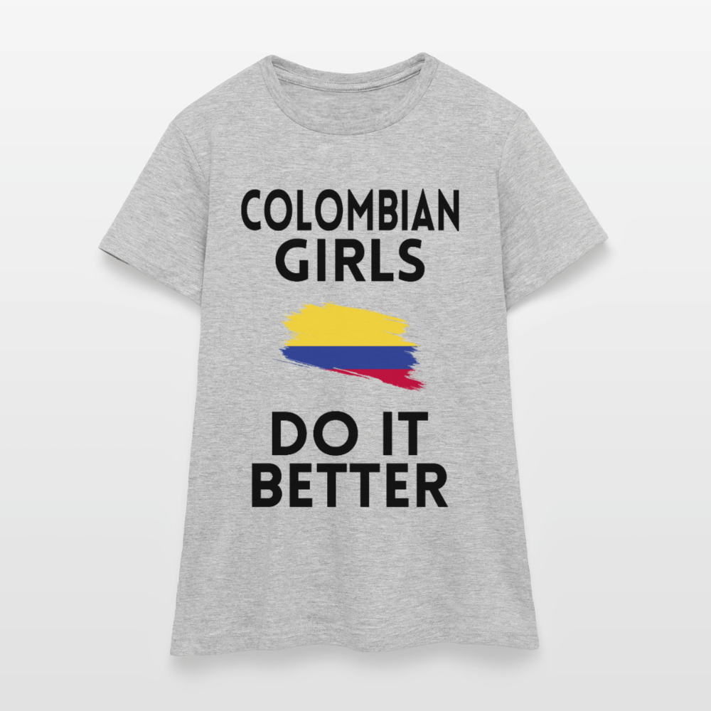 T-shirt femme coloris clair - Colombian Girls Do It Better - gris chiné