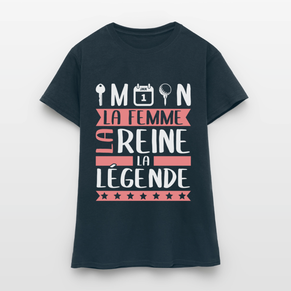 T-shirt femme Clémentine rébus – La femme, la reine, la légende - marine