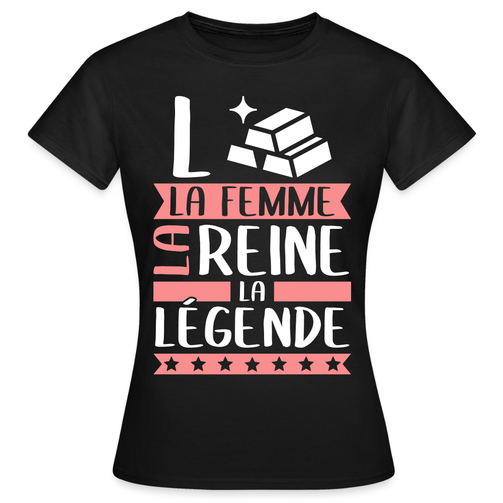 T-shirt femme Laure rébus – La femme, la reine, la légende - noir