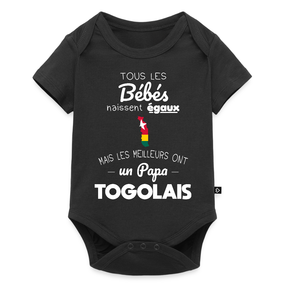 Body Bébé bio manches courtes - Les Meilleurs Ont Un Papa Togolais - noir