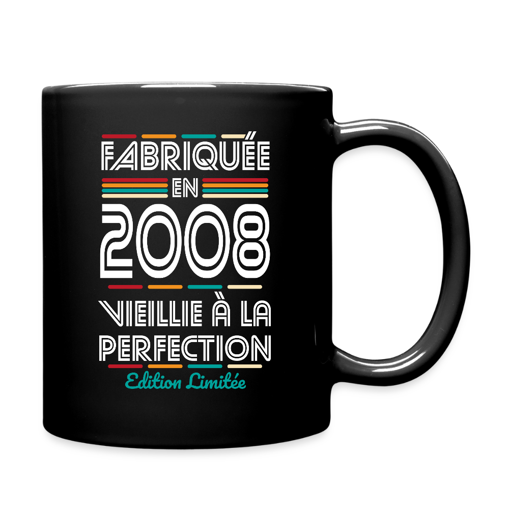 Mug uni anniversaire  18 ans – Fabriquée en 2008, Vieillie à la Perfection - noir