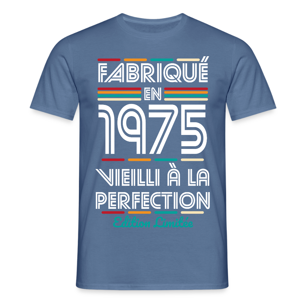 T-shirt Homme - Anniversaire 50 Ans - Fabriqué en 1975 - bleu pigeon 