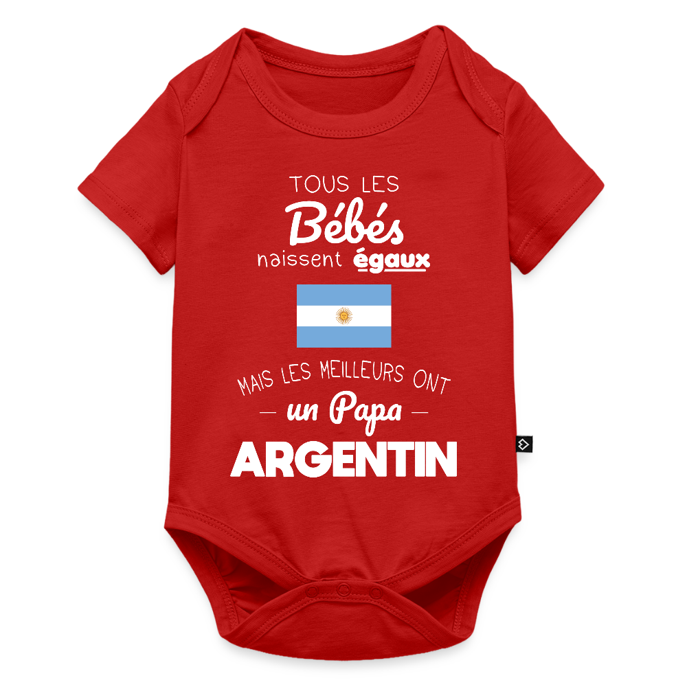 Body Bébé bio manches courtes - Les Meilleurs Ont Un Papa Argentin - rouge
