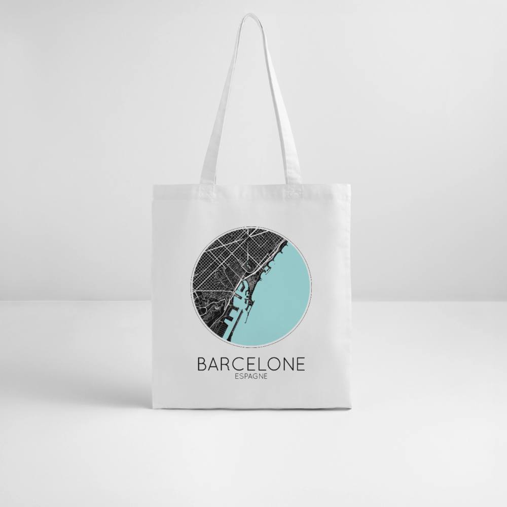 Tote Bag Barcelone Bio Coloris Clair – Plan de Barcelone - blanc