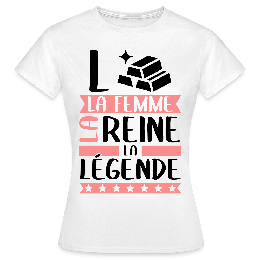 T-shirt femme coloris clair Laure rébus – La femme, la reine, la légende - blanc