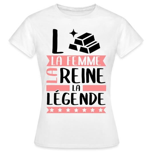 T-shirt femme coloris clair Laure rébus – La femme, la reine, la légende - blanc