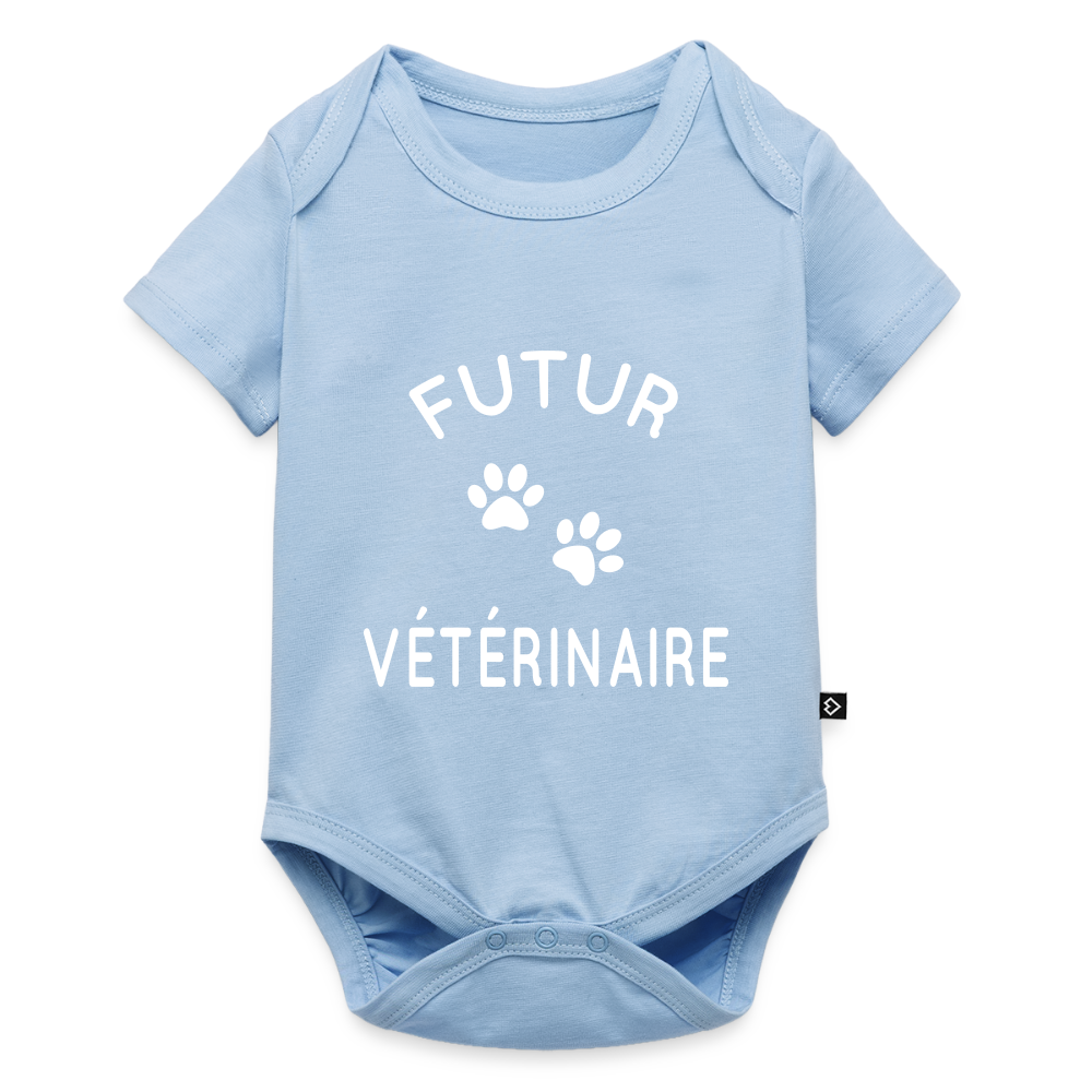 Body Bébé bio manches courtes - Futur vétérinaire - bleu clair