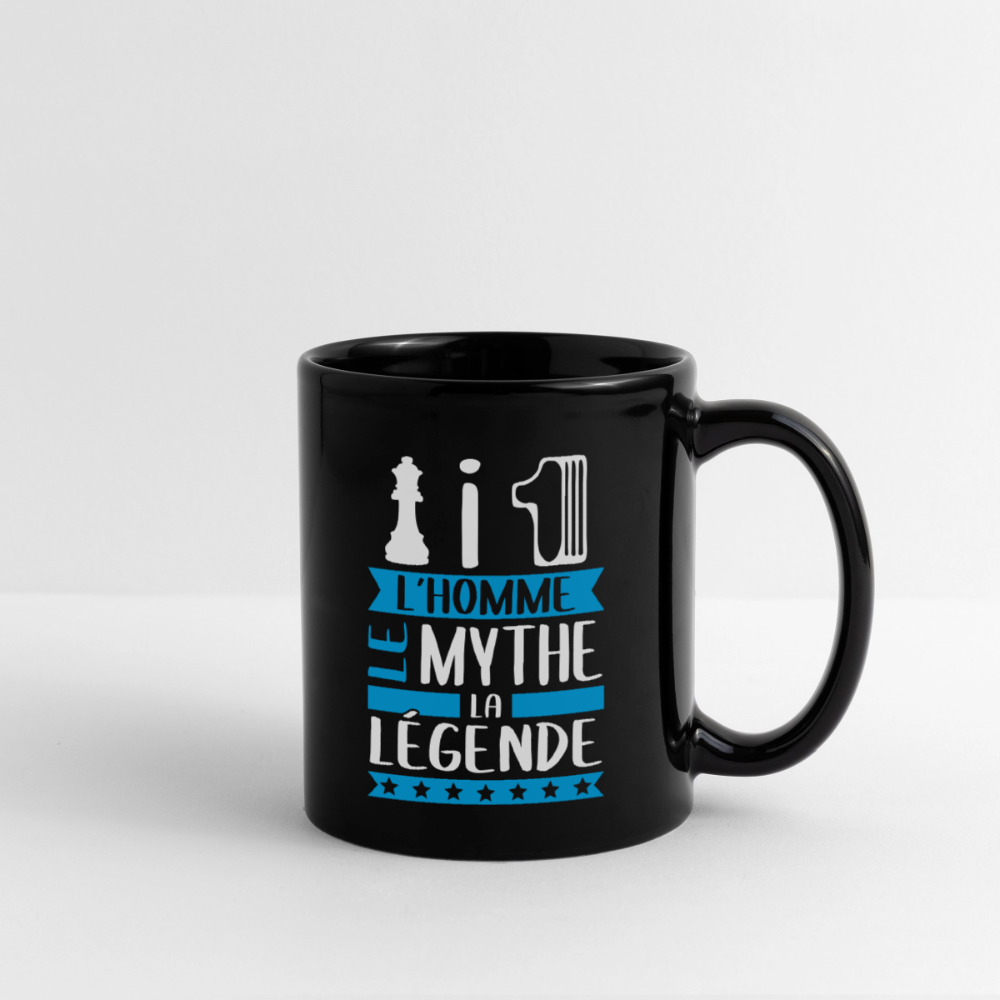 Mug uni Damien rébus – L’homme, le mythe, la légende - noir