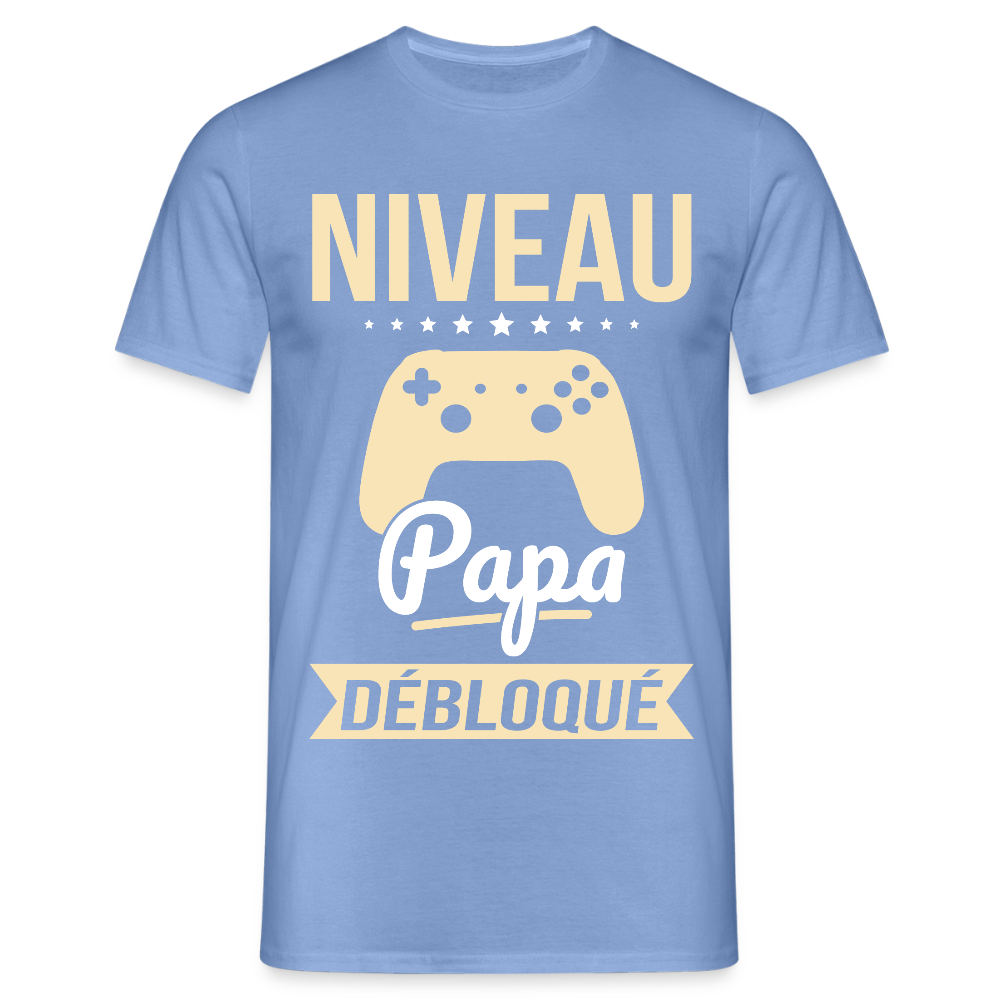 T-shirt Homme - Niveau Papa Débloqué - carolina blue