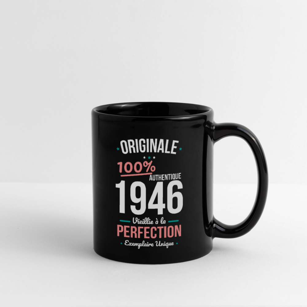 Mug uni anniversaire 80 ans Femme – Originale 1946 Authentique - noir
