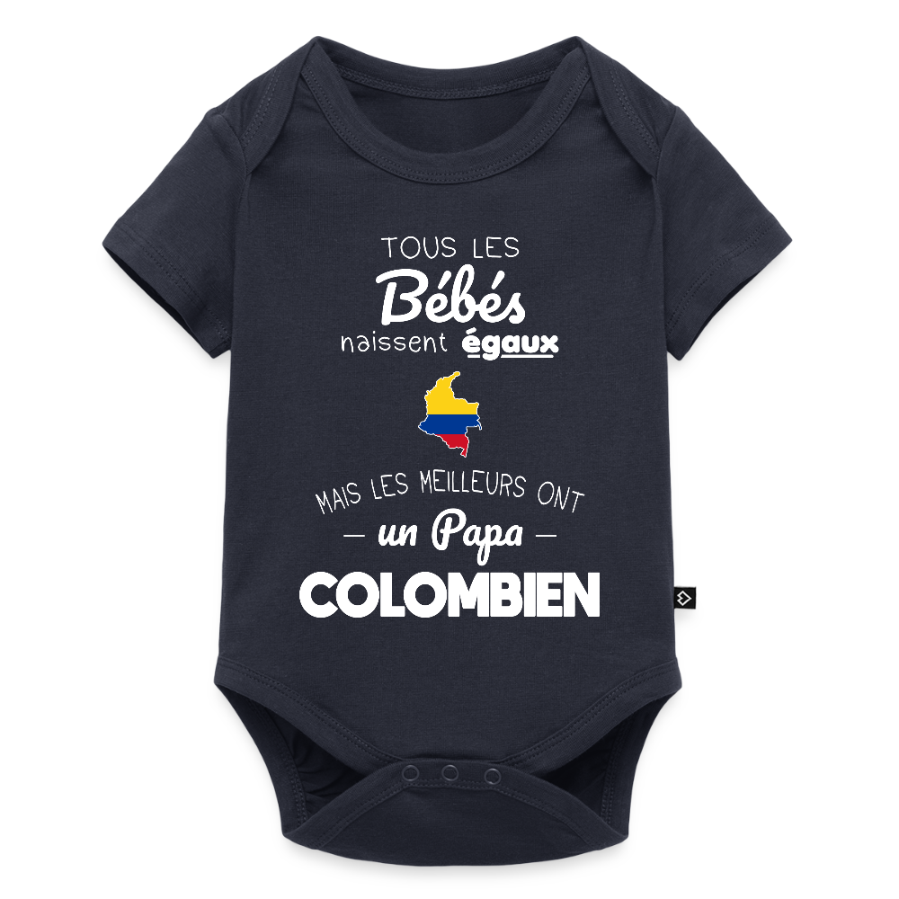 Body Bébé bio manches courtes - Les Meilleurs Ont Un Papa Colombien - bleu marine