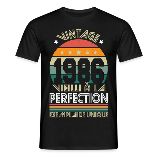 T-shirt anniversaire homme 40 ans – Vintage 1986 - Exemplaire unique - noir