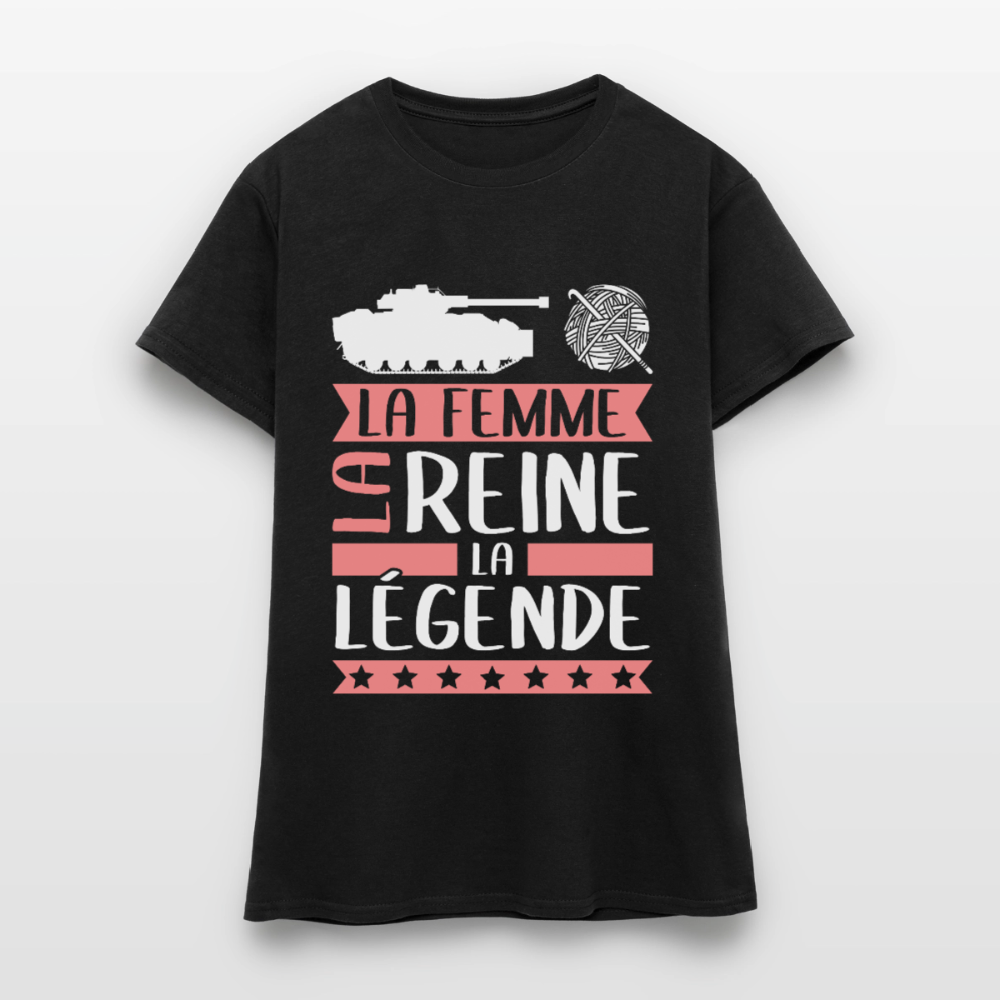 T-shirt femme Charlène rébus – La femme, la reine, la légende - noir