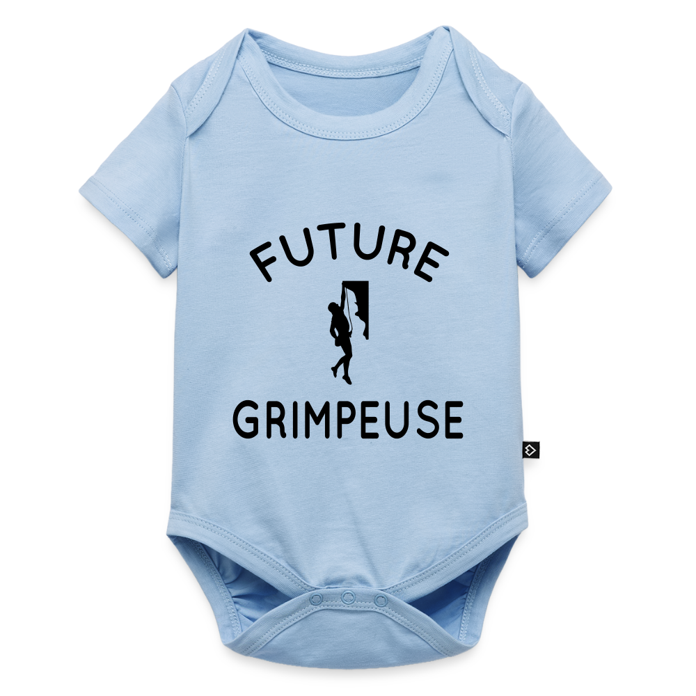 Body Bébé bio manches courtes - Future grimpeuse - bleu clair