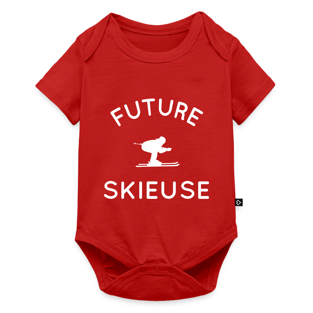 Body Bébé bio manches courtes - Future skieuse - rouge