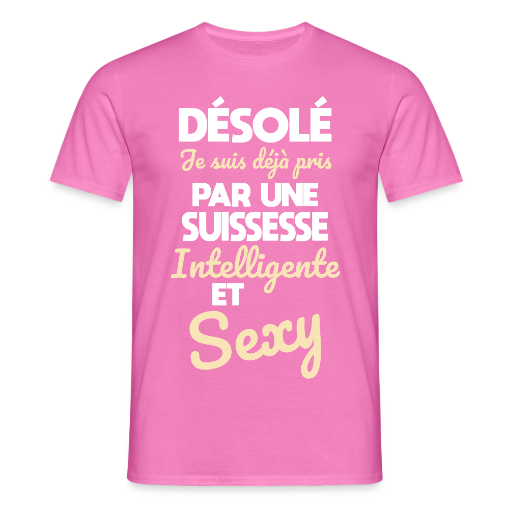 T-shirt Homme -  Je suis déjà pris par une Suissesse intelligente et sexy - rose
