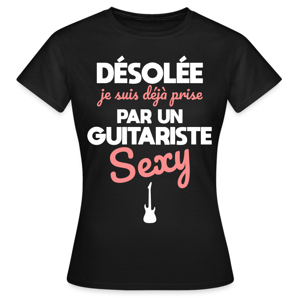 T-shirt Femme - Je suis prise par un guitariste sexy - noir