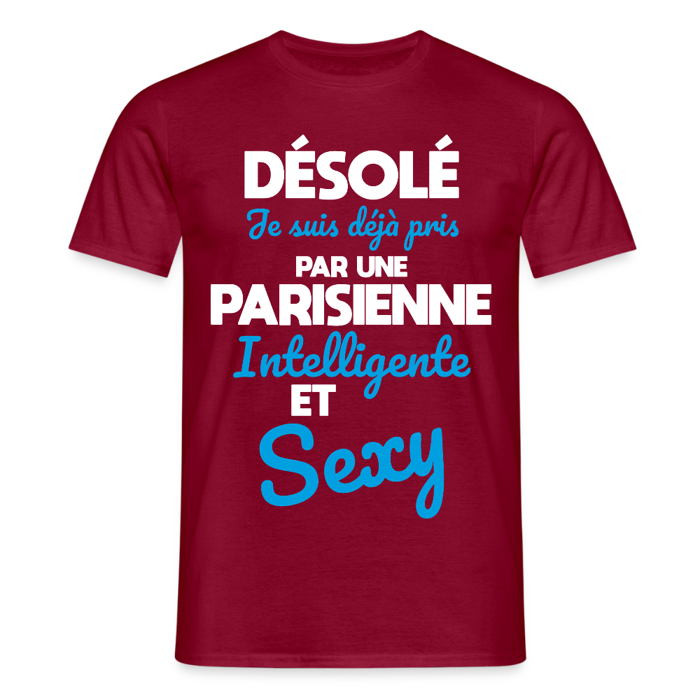 T-shirt Homme -  Je suis déjà pris par une Parisienne intelligente et sexy - rouge brique