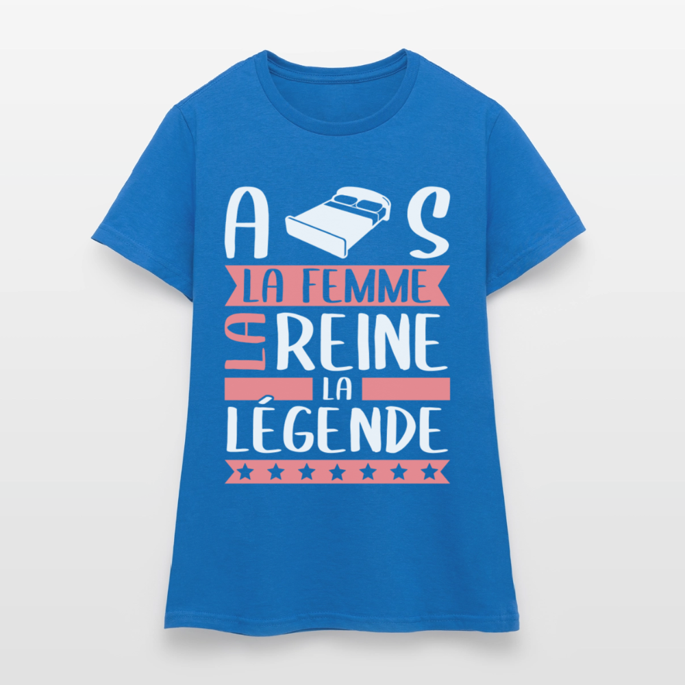 T-shirt femme Alice rébus – La femme, la reine, la légende - bleu royal